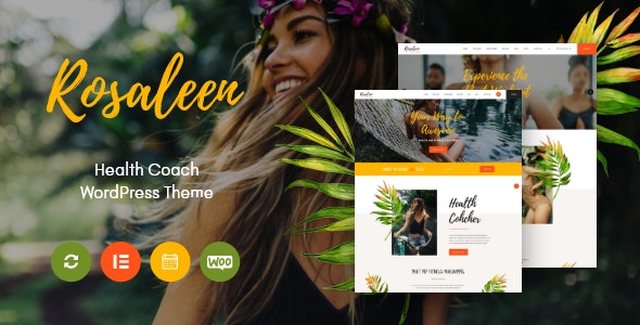 Rosaleen health coach WordPress theme demo showing a modern wellness blog layout