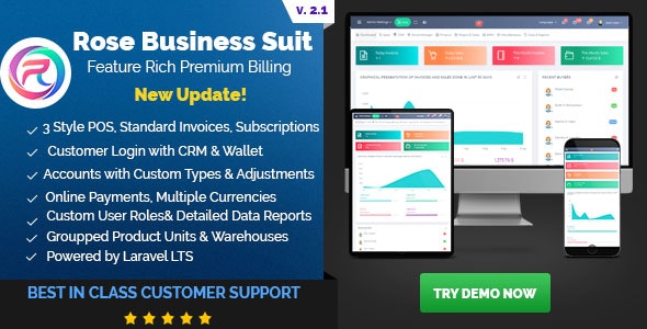 Rose Business Suite business management software dashboard interface