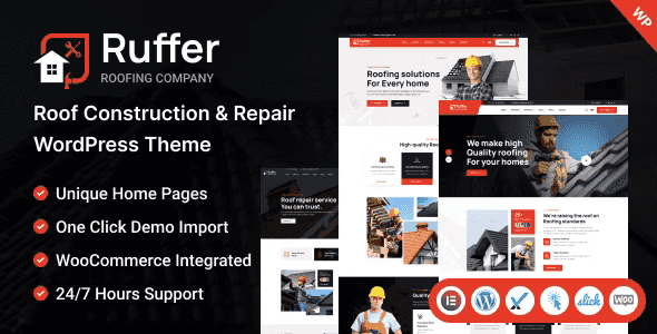 Ruffer roof construction WordPress theme responsive layout preview