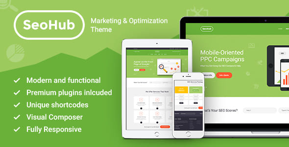 SEOHub WordPress theme preview for marketing agencies