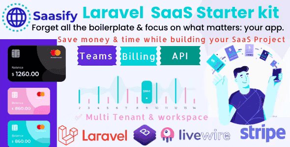Saasify Laravel SaaS starter kit dashboard showing team management and billing features