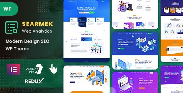 Searmek SEO and digital marketing WordPress theme demo on desktop and mobile