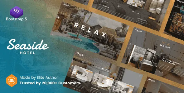 Seaside hotel website template showcasing elegant contemporary design for hospitality businesses