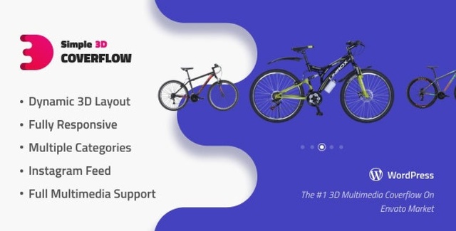 Simple 3D Coverflow WordPress plugin displaying interactive multimedia slider with 3D perspective layout