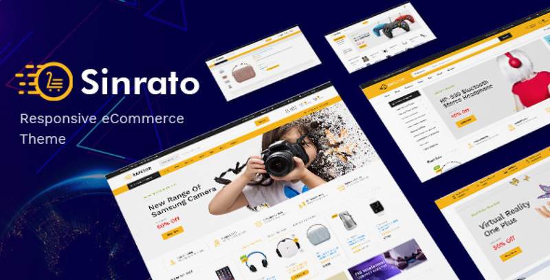 Sinrato electronics WooCommerce WordPress theme homepage preview