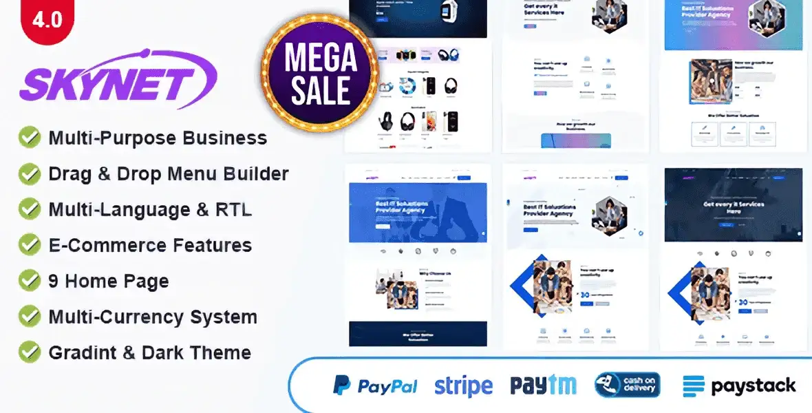 Skynet multipurpose business CMS PHP script dashboard and homepage themes