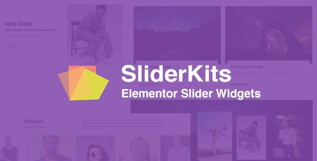 SliderKits Elementor slider widgets plugin interface showing various slider designs