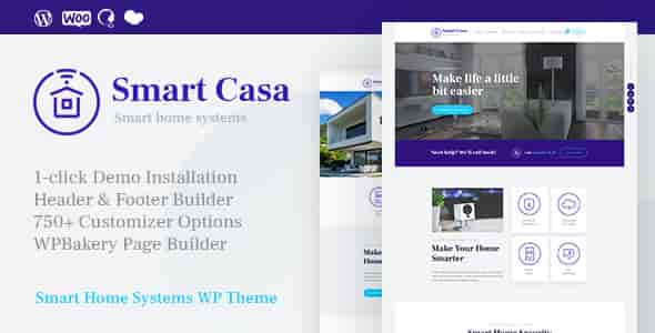 Smart Casa WordPress theme preview for smart home automation and technology businesses