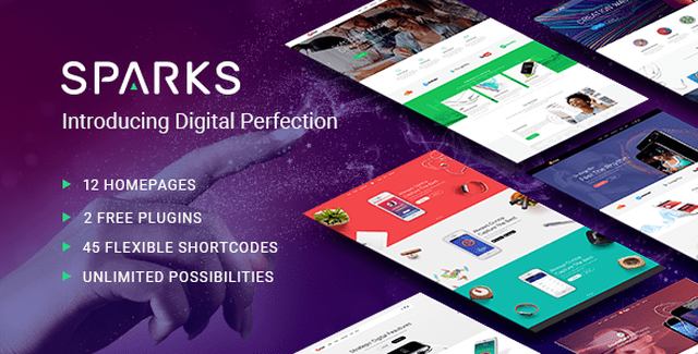 Sparks mobile app development WordPress theme demo preview