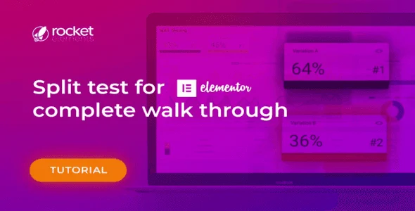Split testing interface for Elementor Pro WordPress plugin showing A/B test controls