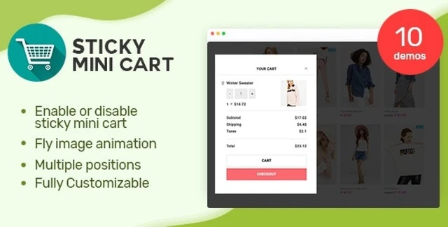 Sticky Mini Cart for WooCommerce showing floating cart interface