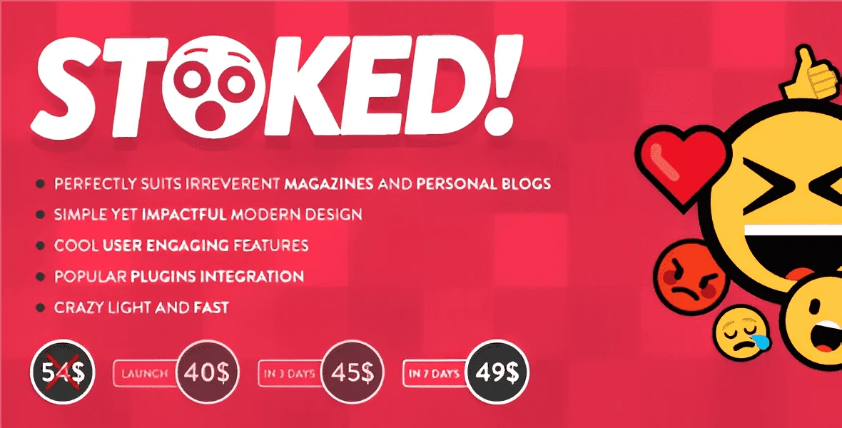 Stoked! viral magazine and personal blog WordPress theme demo layout