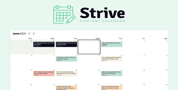 WordPress content calendar plugin interface showing scheduled posts on a monthly grid