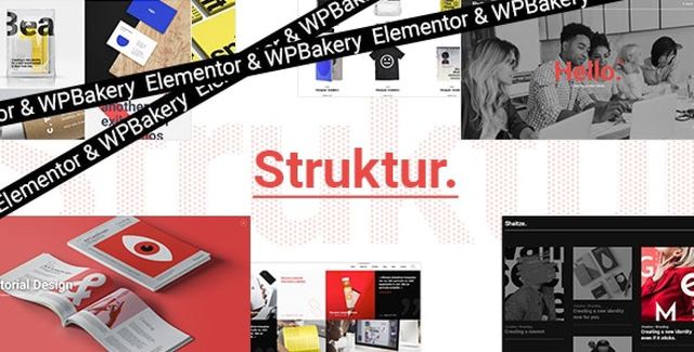 Struktur creative agency WordPress theme preview with modern layout options