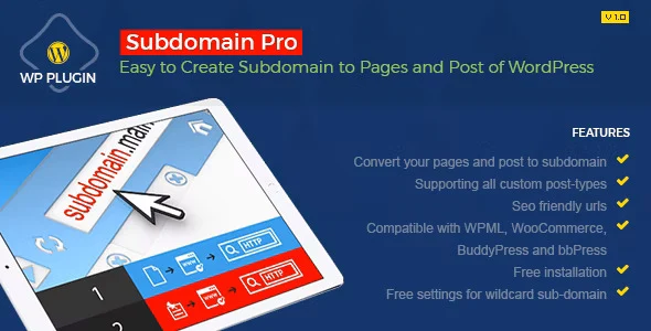 Subdomain Pro WordPress Plugin dashboard for converting posts and categories into subdomains