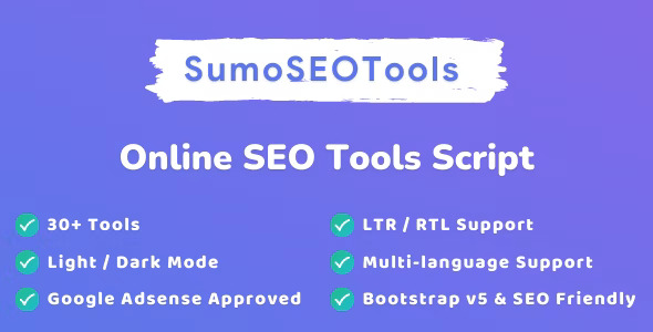 SumoSEOTools SEO script dashboard interface with multiple analysis tools