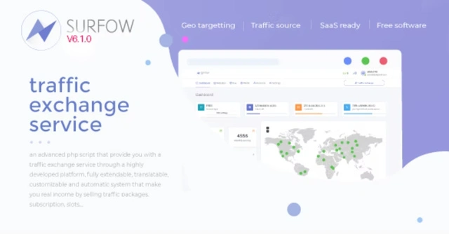 Surfow automated traffic exchange PHP script and SaaS platform dashboard