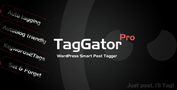 TagGator Pro WordPress auto tagging plugin interface showing automatic tag assignment