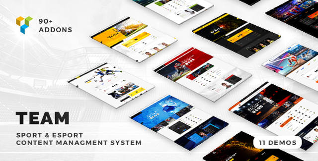 Team multi-sport and esports WordPress theme homepage preview