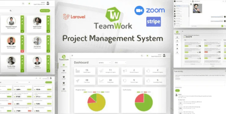 TeamWork Laravel project management system dashboard interface