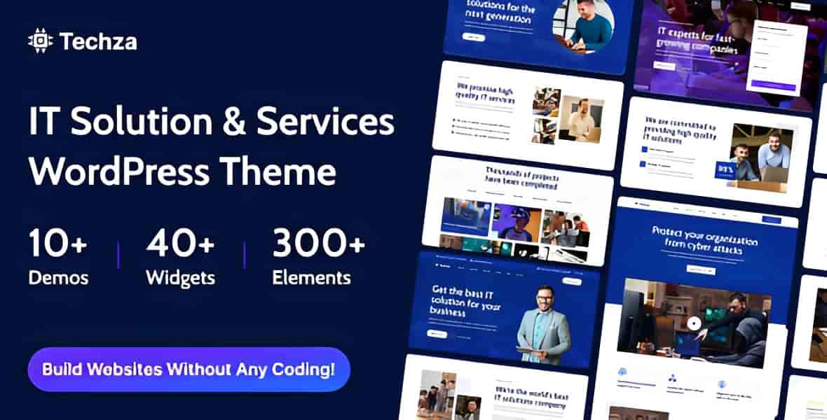 Techza IT Solutions and Technology WordPress theme preview showcasing a modern professional website layout