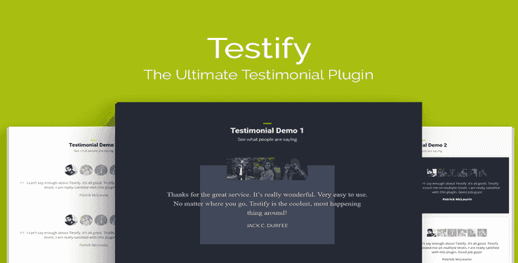 Testify WordPress testimonial plugin showcasing customer reviews with animated slider