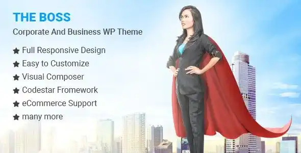 The Boss corporate WordPress theme showcasing professional business website design with responsive layout