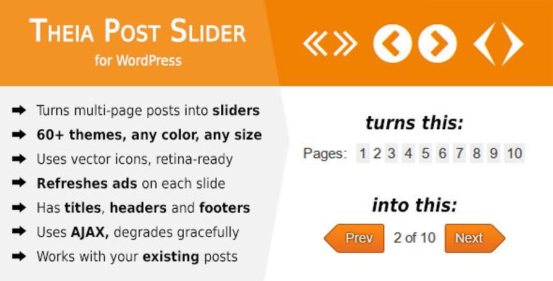 Theia Post Slider for WordPress plugin post slideshow interface