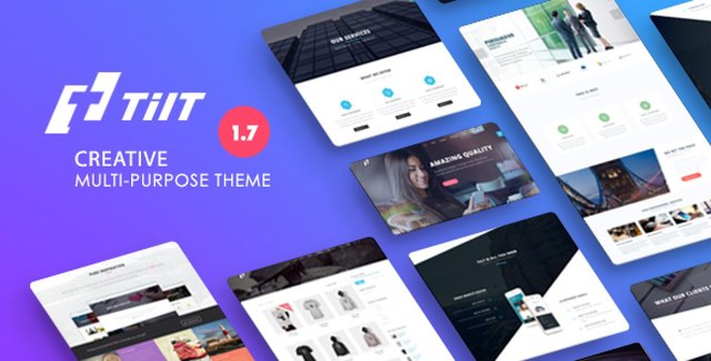 Tilt creative multipurpose WordPress theme dashboard preview showing corporate homepage layout