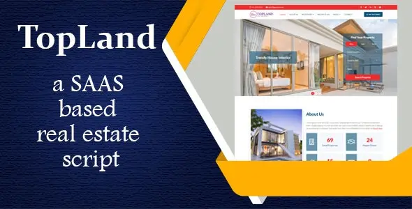 TopLand Laravel real estate SaaS script dashboard showing property listing management interface