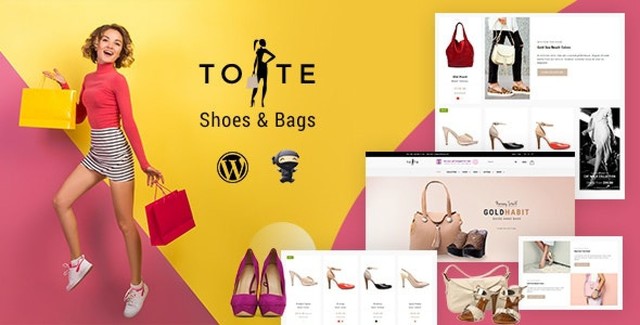 Tote WordPress theme demo showing a modern online store for shoes and bags with Elementor Pro layout
