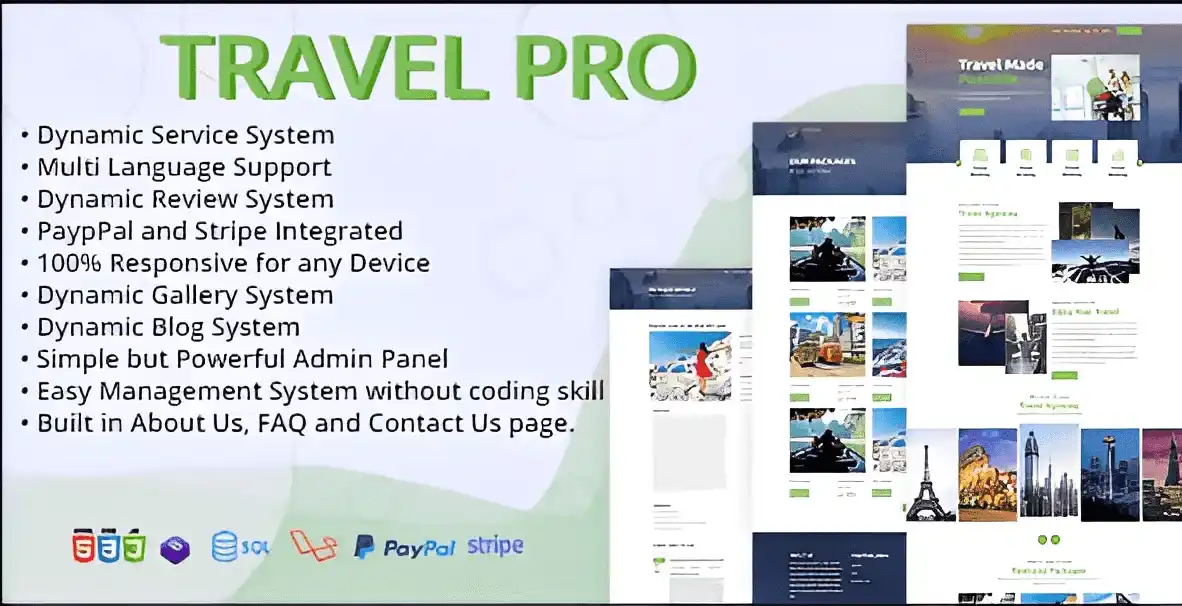 TravelPRO travel agency management system dashboard and booking engine interface