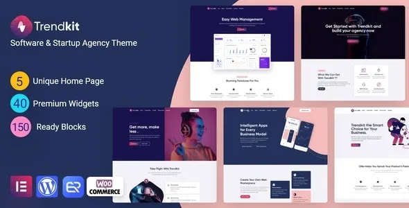 Trendkit SaaS and startup WordPress theme professional website design