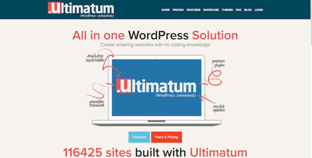 Ultimatum WordPress theme framework with drag and drop layout builder