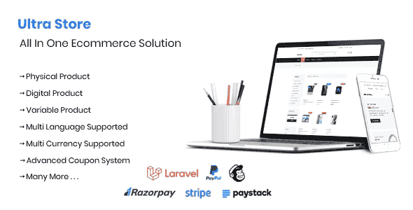 Ultra Store multi-language PHP ecommerce system interface