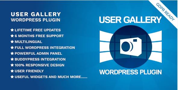 User Gallery WordPress plugin dashboard showing user photo upload gallery management interface