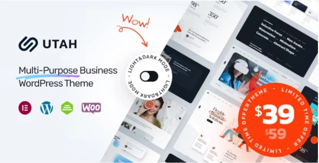 Utah Multi-Purpose Business WordPress Theme homepage layout