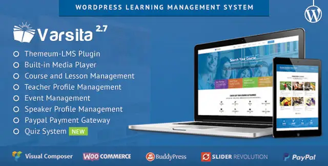 Varsita education WordPress theme dashboard preview