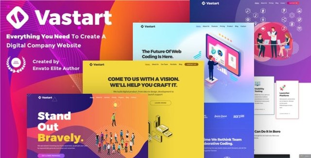 Vastart digital company and startup WordPress theme preview