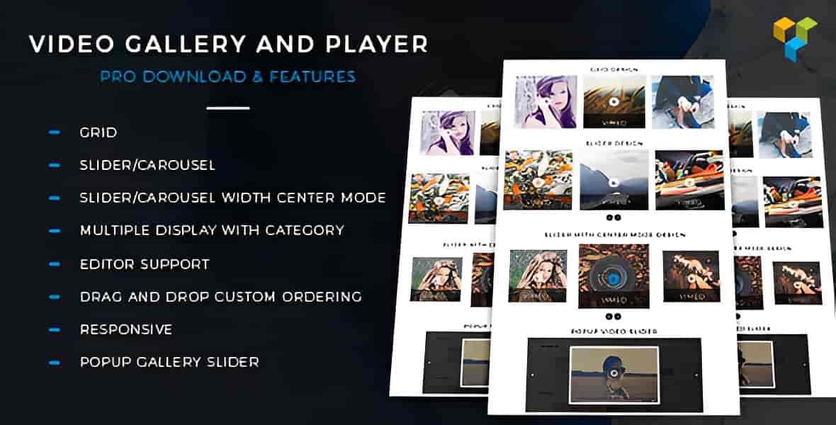WordPress video gallery plugin displaying responsive video grid layout with popup player