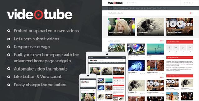 VideoTube responsive video WordPress theme homepage layout