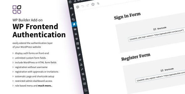 WP Frontend Auth WordPress Plugin interface showing frontend login and registration forms