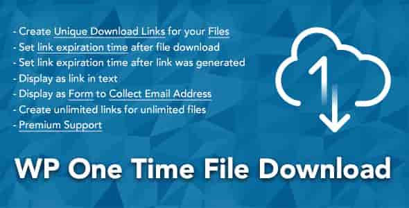 WP One Time File Download WordPress Plugin interface showing unique link generation