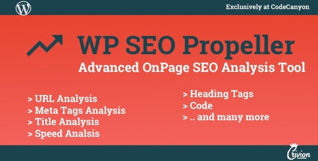 WP SEO Propeller WordPress SEO analysis plugin dashboard showing on-page SEO report
