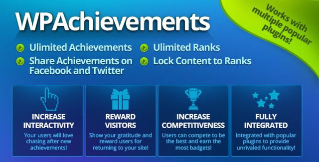 WPAchievements WordPress gamification plugin interface showing achievements and missions