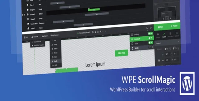 ScrollMagic WordPress plugin visual scroll interaction builder interface