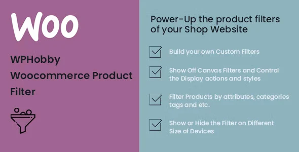 WPHobby WooCommerce Product Filter plugin interface showing filter options