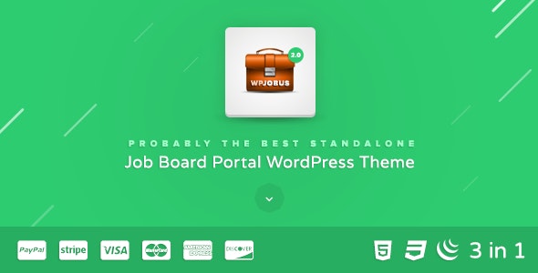 WPJobus WordPress job board theme showcasing job listings and resume builder interface