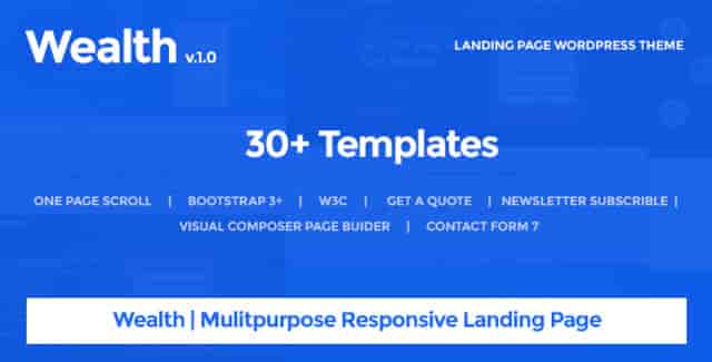 Wealth multi-purpose WordPress landing page theme preview