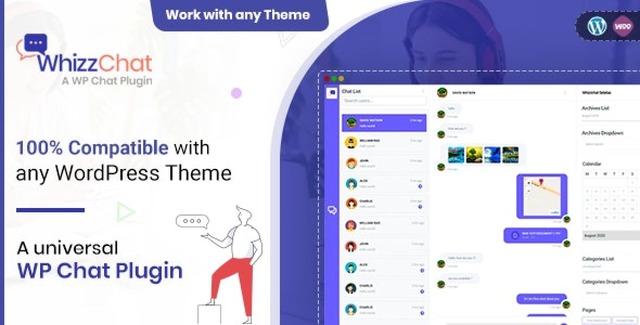 WhizzChat WordPress chat plugin interface showing customer and administrator messaging